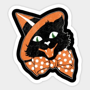 Vintage Halloween Black Cat Sticker